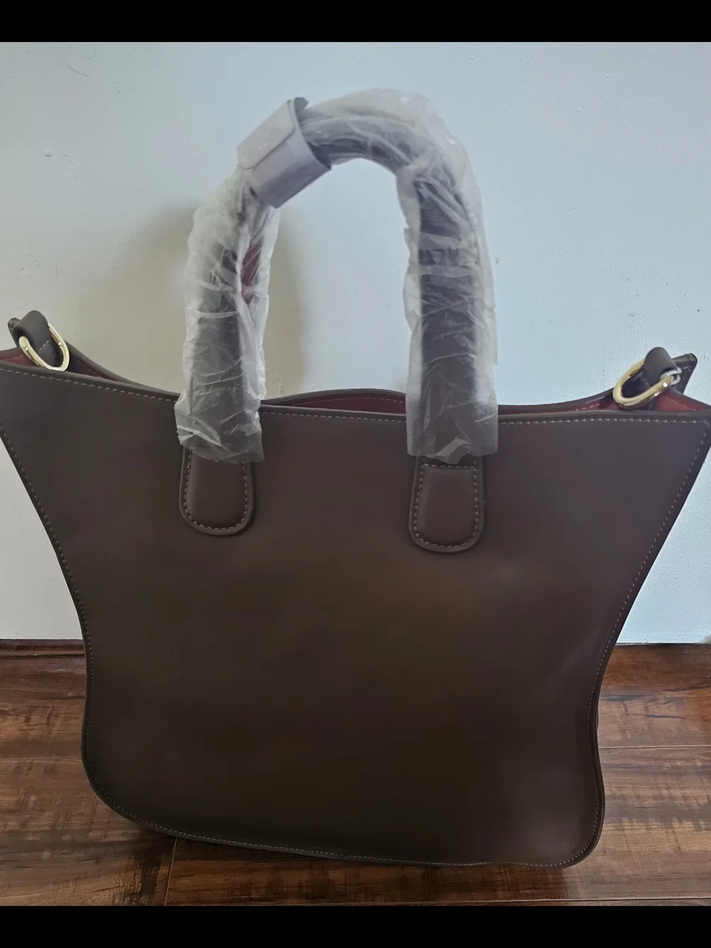 Thale Blanc Mini Gisele Leather Tote Bag Brown Orange Two Pocket NWT